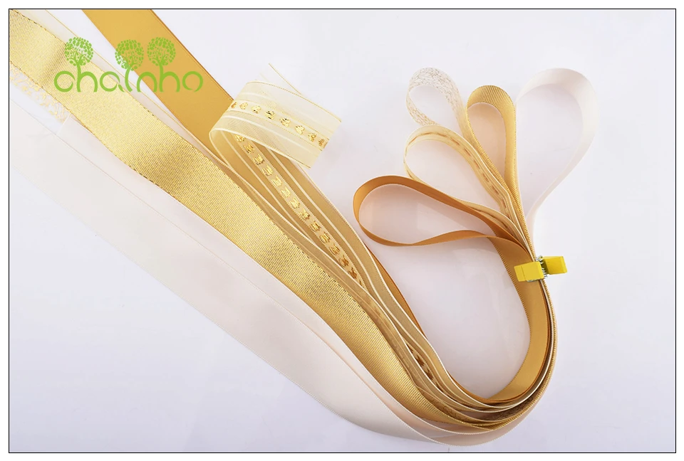 Высокое качество, смешанный имбирный набор желтых лент для рукоделия подарок и упаковка для рукоделия, аксессуары для украшения волос, посылка 24 Ярда, HB117