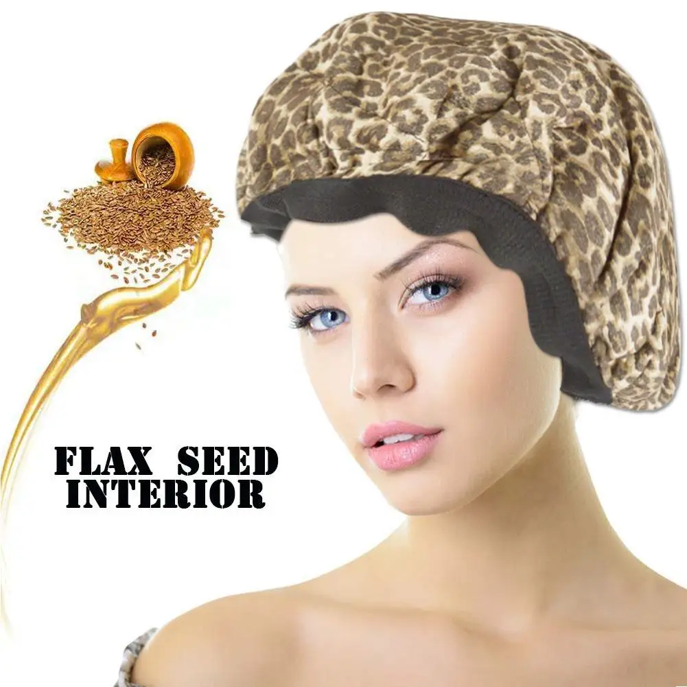 Глубокий кондиционер эластичный уход за волосами для путешествий шапка-грелка Леопардовый принт парящий льняной внутренний Реверсивный Microwavable многоразовый 4p