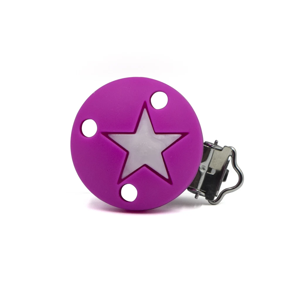 Fushia Stars GYLAXIDO 2 шт. Корона звезды сердце форма Детская пустышка Клип пустышка Прорезыватель держатель соски слюнявчик полотенце анти осень застежка - Цвет: Fushia Stars