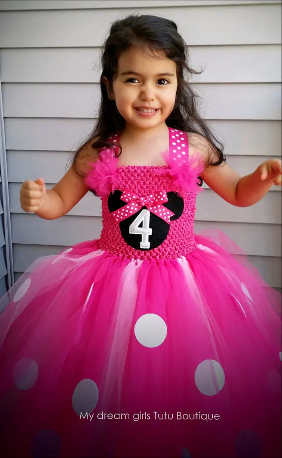 Hot Girls Pink Minnie Tutu Dress Kids Crochet Tulle Straps Dress Ball Gown Children Birthday Party Costume Photography Dreeses girls dress princess costume