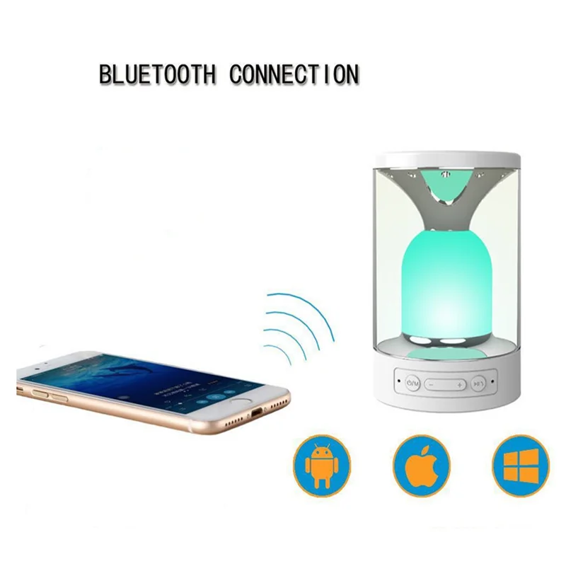 Ночной светильник, светодиодный Bluetooth динамик, портативный, беспроводной, TF карта, Bluetooth динамик, сенсорное управление, цветной светодиодный прикроватный столик, лампа