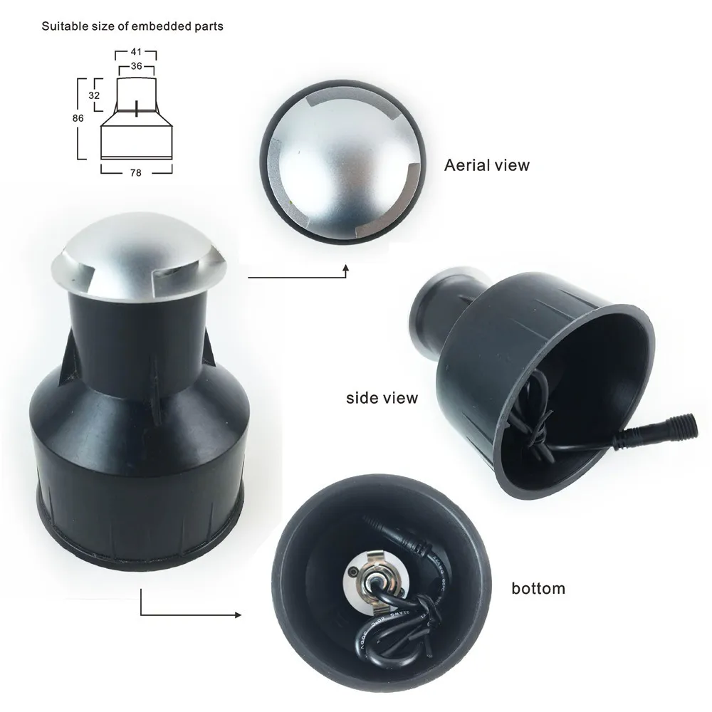 LED Underground Light,  Outdoor Landscape Lighting,  Recessed Spot Light Kit,  IP67 3W 12V Patio Pavers LED Floor Deck Stair Lamp C (3)