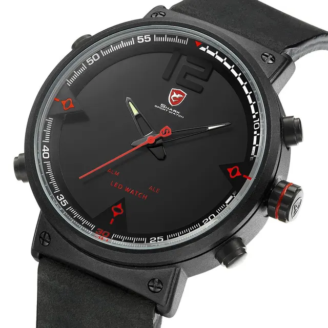 Inner Shadow Crazy Horse Belt Led Double Display Movement Quartz Watch Simple Watch Casual Wrist Watch For Men And Women 3