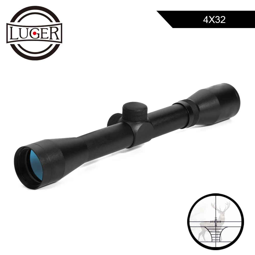 LUGER 4x32 охотничий прицел с одной трубкой стеклянный двойной перекрестный