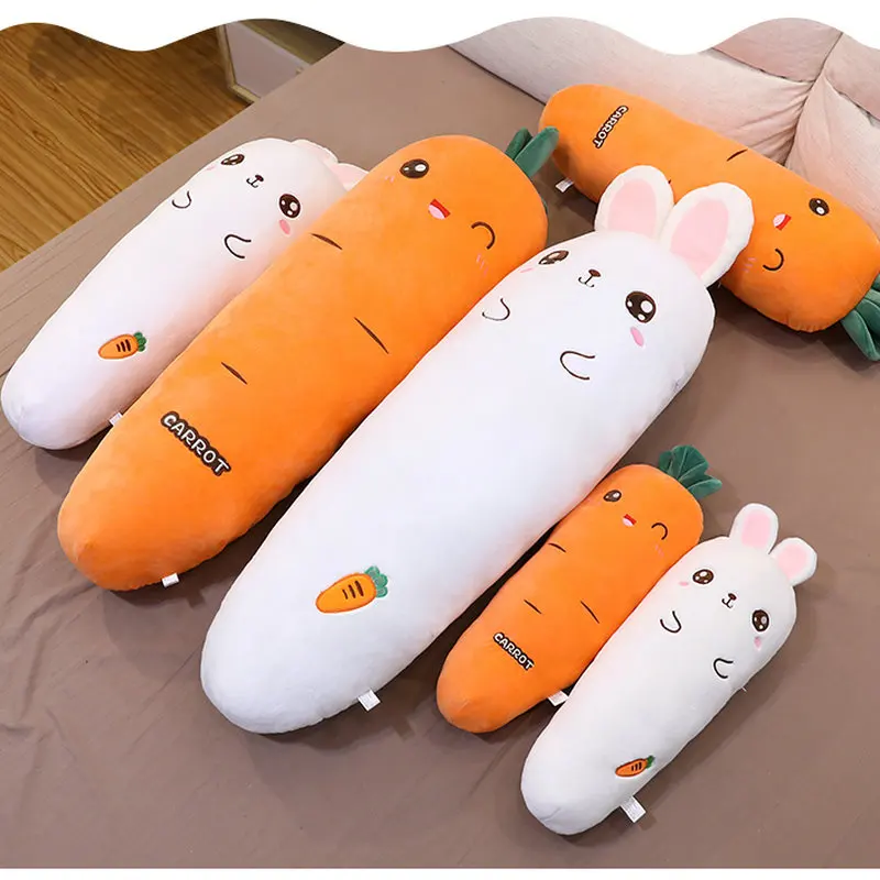 1.1M 긴 직사각형 당근 토끼 플러시 베개 부드러운 침대 임신 핀치 다리 베개 잠자는 남자 친구 베개 선물을 던져
