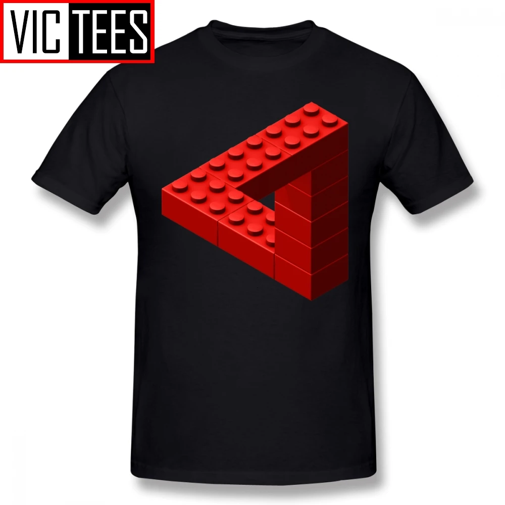 Мужские футболки Escher, Красная Футболка Escher Toy Bricks, Милая футболка, модная мужская футболка с графикой, хлопок - Цвет: Black