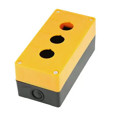 

22mm Dia 3D Rectangle 3 Positions Pushbutton Switch Control Box Orange Black