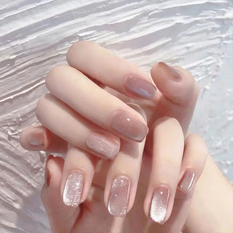 Short Nail-Patch False-Nail Wedding Full-Cover for Winter Autumn Wearable Cat-Eye 24pcs/Box