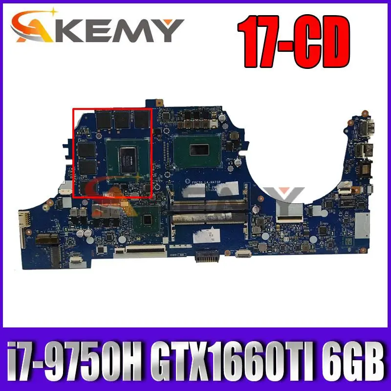 Игровая материнская плата для ноутбука HP Pavilion 17-CD 17-cd0068nf с SRF6U LA-H473P GTX1660TI 6GB-GPU 100%