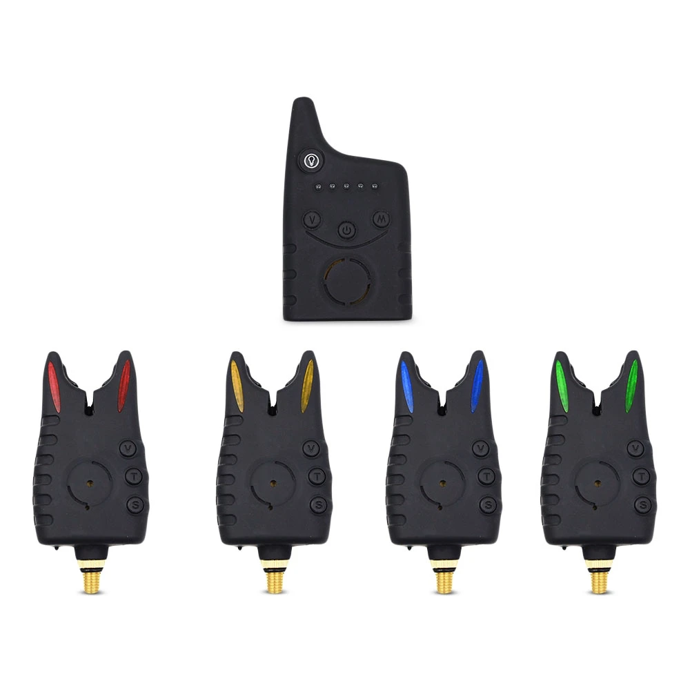 

Digital Wireless LED Fishing Alarm Set 4 Transmitters 1 Receiver Fishing Bite Alarm Water Resistant Fishing Swingers Fish Alarm