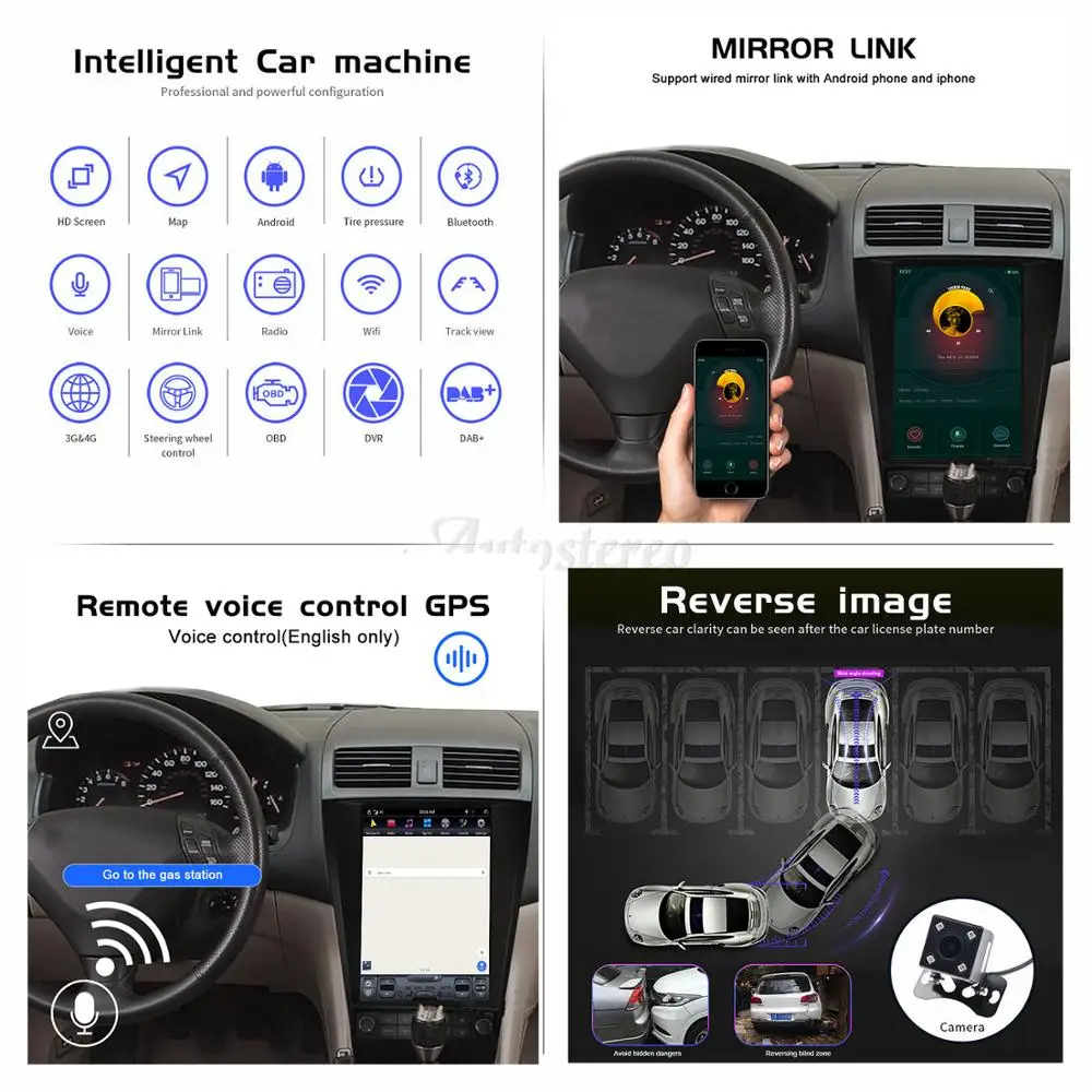 Aotsr Tesla 12," вертикальный экран Android 9,0 автомобильный DVD мультимедийный плеер gps навигация для Honda Accord 2003-2007 carplay Wifi