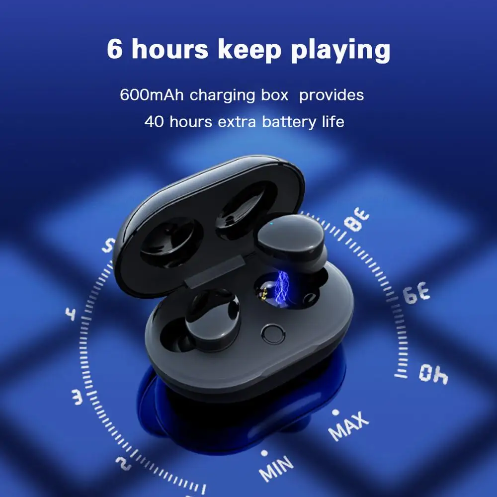 TWS 5,0 Bluetooth наушники IPX7 Водонепроницаемые Мини сенсорное управление Спортивная гарнитура Беспроводные Binuaral наушники с 600 мАч зарядным устройством