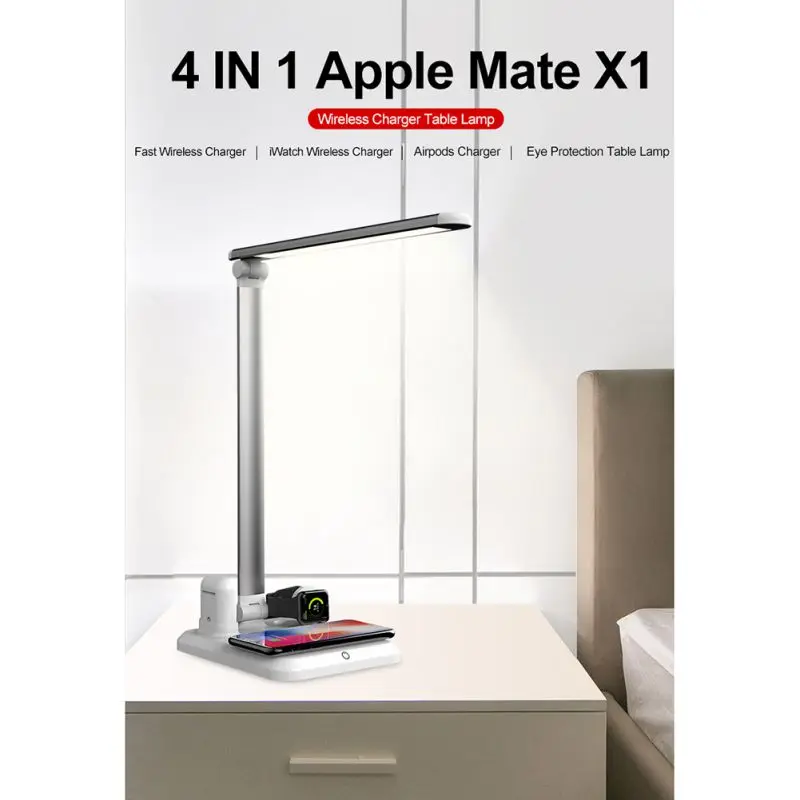 

Multi-function 4 In 1 Desk Lamp Wireless Charger Stand For iPhone For Airpods For i Watch Home Office