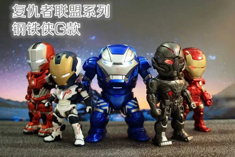 Yaya Аниме Железный человек Ironman1-9 поколение Железный человек 6-Set Люминесцентная капсула игрушка Гараж Комплект