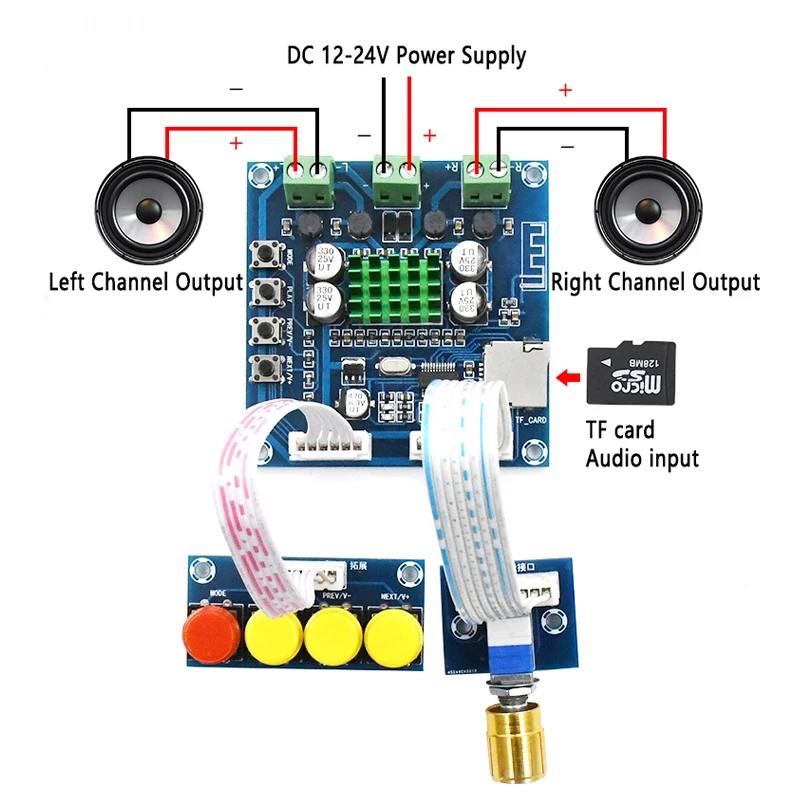 Беспроводной Bluetooth цифровой аудио усилитель мощности доска 2*15 Вт DC 12-24 В двухканальный Bluetooth DIY усилители Комплект Поддержка TF карты
