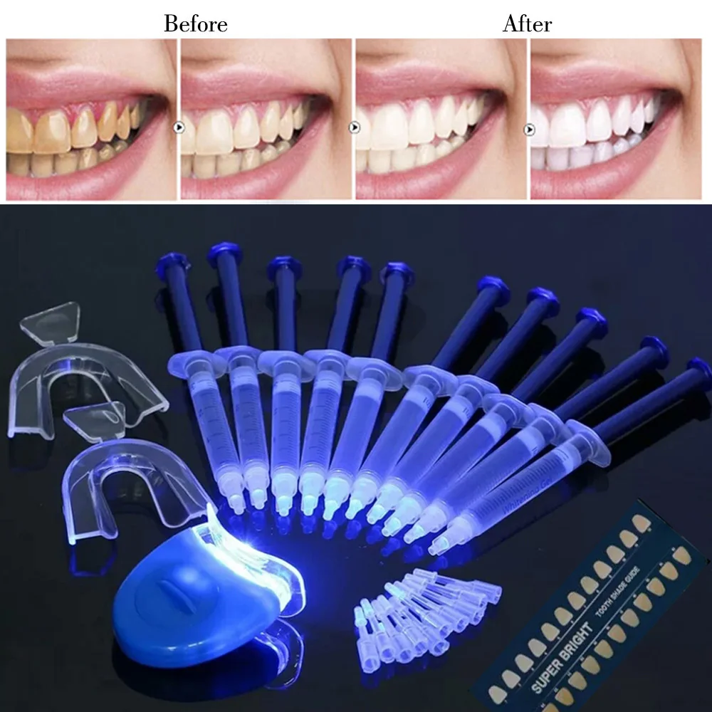 

Teeth Whitening Set High Strength LED Blue Laser 44% Peroxide Dental Bleaching System Oral Gel Set Teeth Whitening Kit Equipment