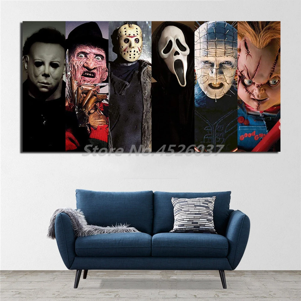 家の装飾のための 壁の芸術 家の装飾 大判 画像 画像 ミッキーマウスの壁画 Freddy Vs Jason絵画 絵画 書道 Aliexpress
