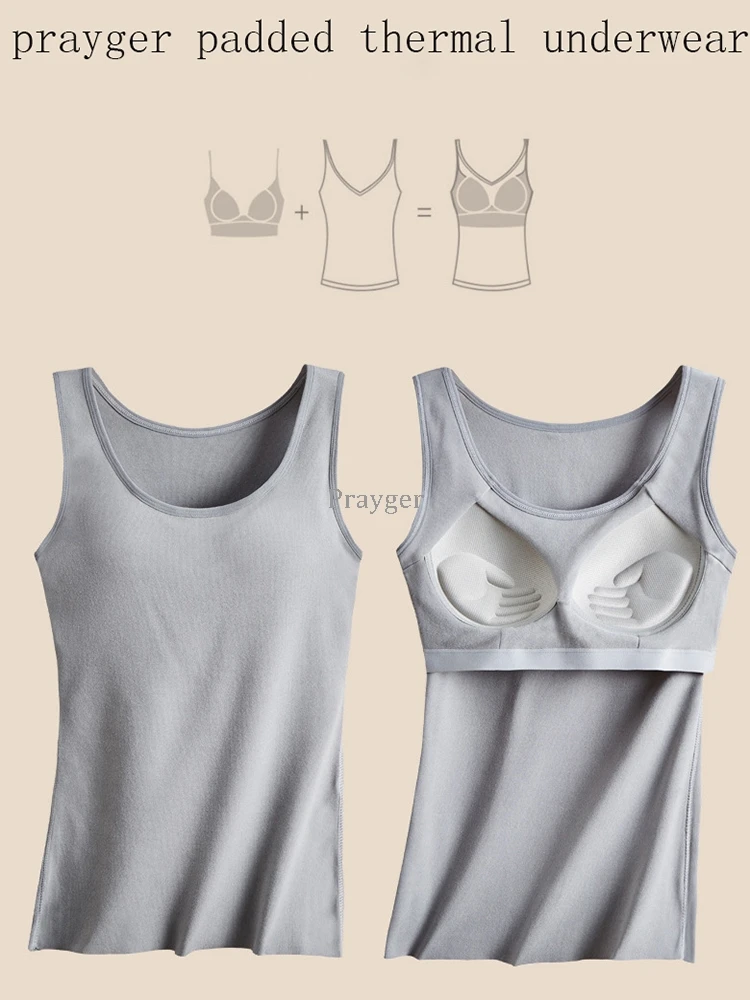 Women Thermal Underwear Winter Warm Tops Padded Vest Slim Body Invisible Clothes