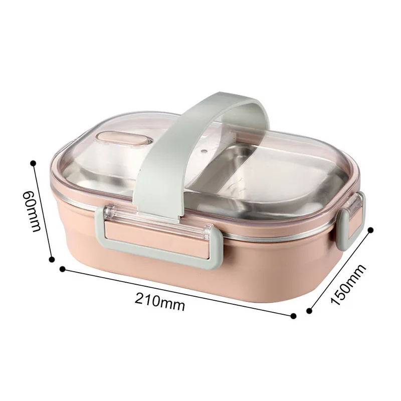 Портативный Ланч-бокс из нержавеющей стали, Ланч-бокс, контейнер, Bento box с ремешком, контейнер для еды для детей, школы, для пикника, 1 шт