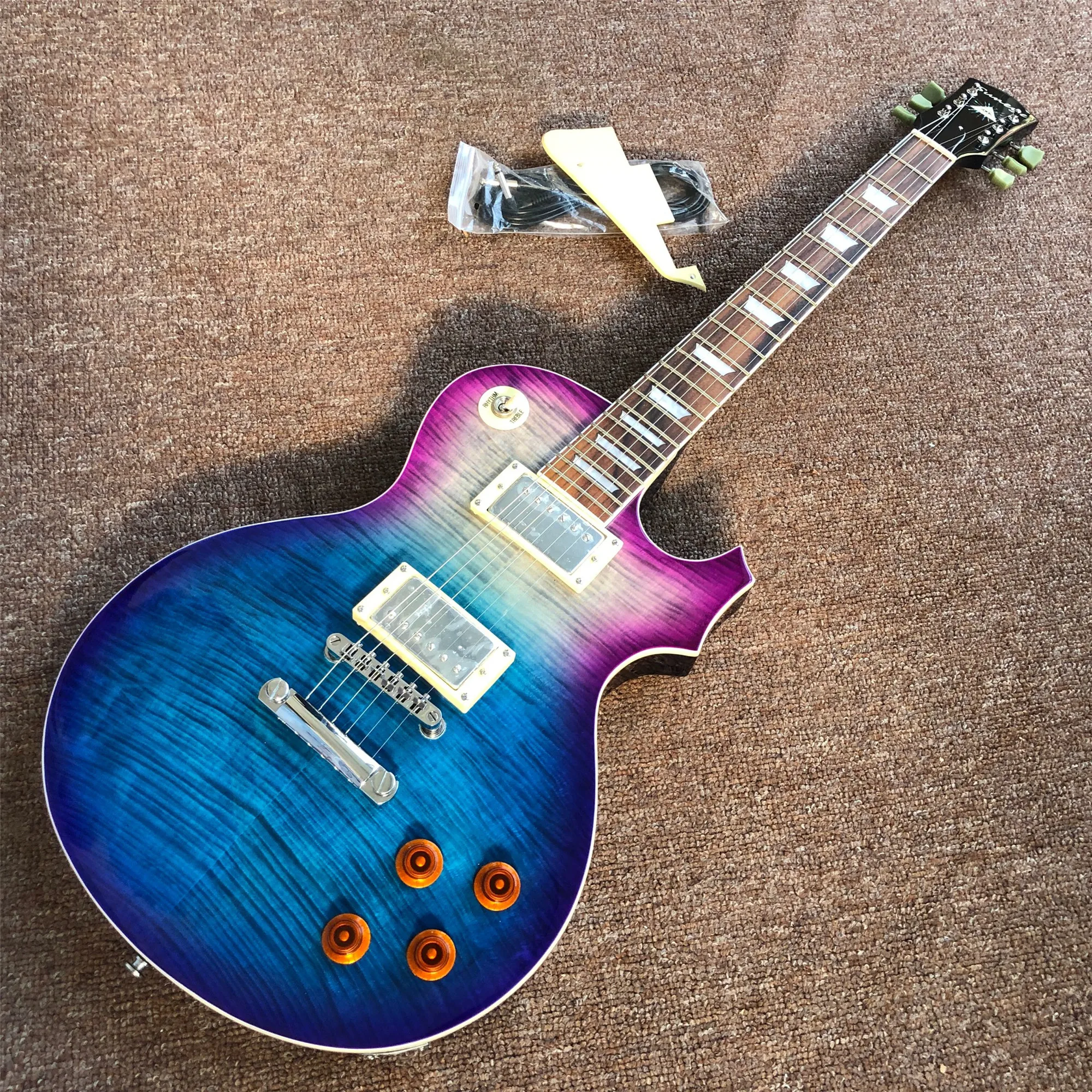 

new arrival colorful blue and red burst electric guitar , with rosewood fingerboard , high quality, some countries free shipping