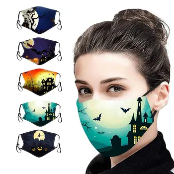 

5PC Mouth Masks Halloween Print Protection Mouth Mask Washable Breathable Dustproof Earloop Mask for face Mascarillas Masque