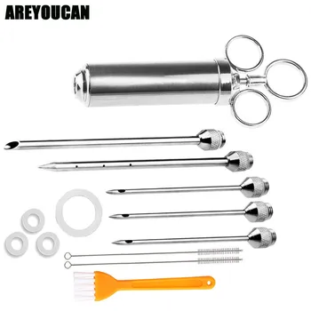 

AREYOUCAN Stainless Steel 5 Needles Marinade Injector Flavor Syringe Cooking Meat Poultry Turkey Chicken BBQ Tools Free Shipping