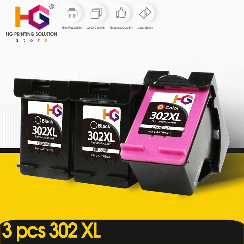 Alizeo 3 pack Replacement for HP 302 XL hp302 hp302xl Ink Cartridge For