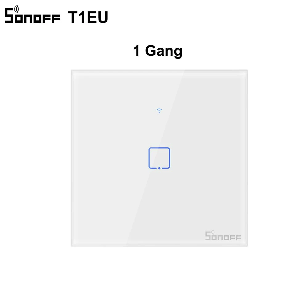 Sonoff T1 EU 1 Gang Интеллектуальный выключатель света SONOFF T1 T2 T3 Интеллектуальный переключатель Wi-Fi Сенсорный экран пульт дистанционного управления 1/2/3 433 МГц RF/Голосовое управление/приложение/сенсорный экран Управление умный дом Alexa Google Home - Color: Sonoff T1 EU 1 Gang