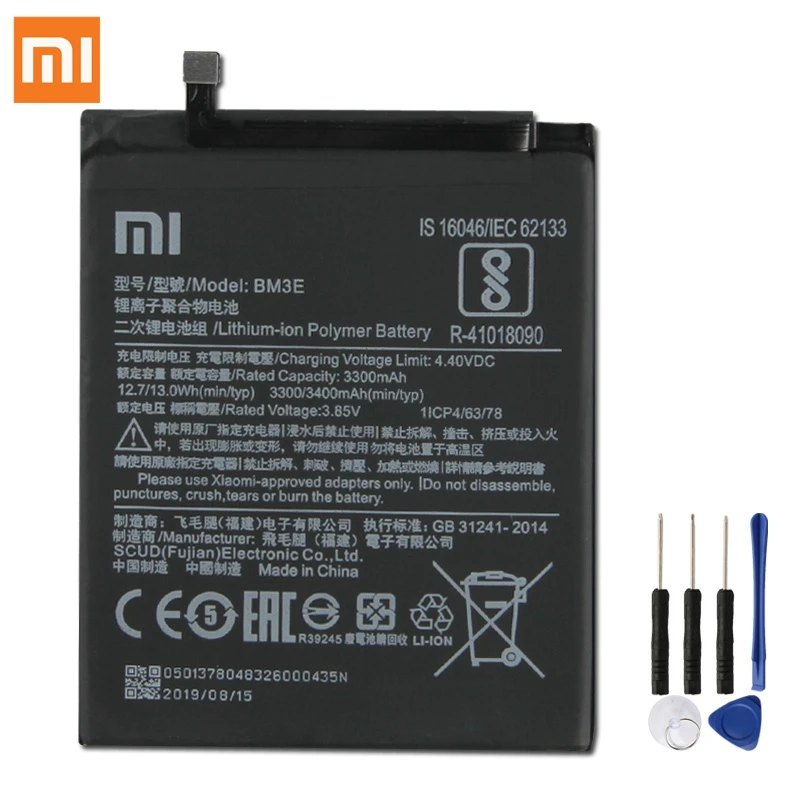 Оригинальный сменный аккумулятор XIAOMI BM3E для Xiaomi 8 MI8 M8 MI подлинный телефона 3400