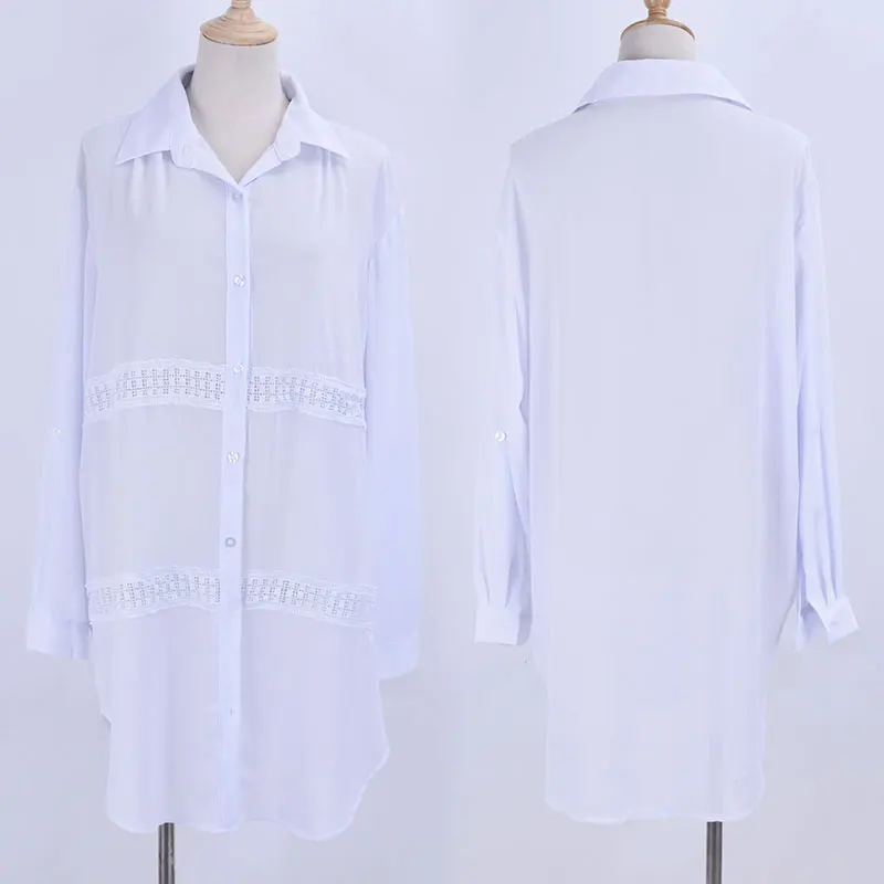 Women Swimsuit Cover Up Sleeve Beach Tunic Dress Robe Solid White Cotton Pareo Beach Dress High Collar Cover Up Beach Wea