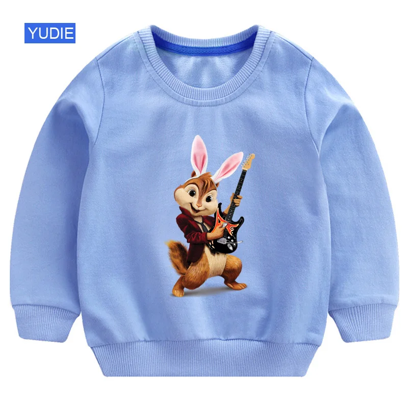 toddler girl sweatshirts autumn boys Alvin and Chipmunk hoodie toddler white sweatshirt fashion kids sweater baby outfit - Цвет: sweatshirt blue