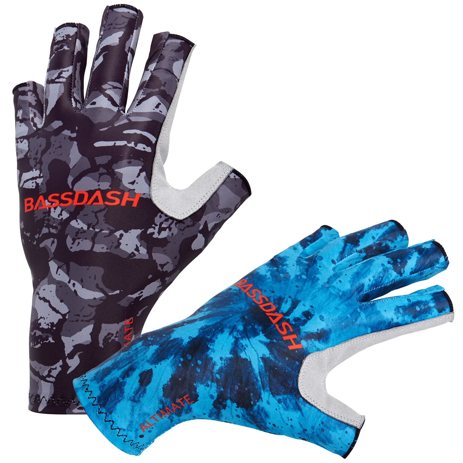 Bassdash Fishing Fingerless Gloves ALTIMATE UPF 50 UVProof Men Lightweight Gloves Quick Dry Gripping Palm for Hiking Cycling