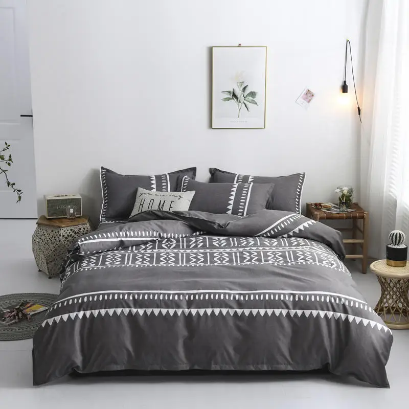 Nordic Duvet Cover Set 220x240 King Size Simple Bedding Striped Couple Bed Quilt Sheet Pillowcase Single Double Queen | Дом и сад
