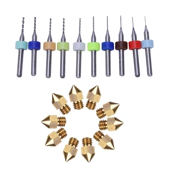 

10Pcs MK8 Extruder Nozzle for 3D Printer CR-10 5 Different Size 0.2mm 0.4mm 0.6mm 0.8mm 1.0mm & 10x Drill Bits for 3D Printer No
