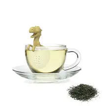 Чайный пакетик, силиконовый травяной фильтр для специй в форме динозавра, ситечки для заварки чая, многоразовый свободный фильтр