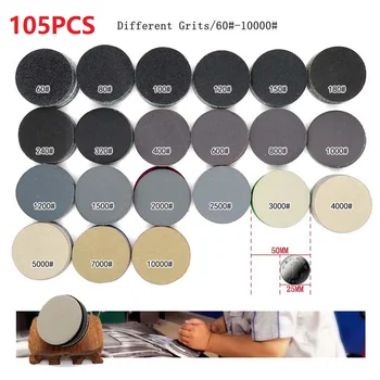 

Polishing Sandpapers 105pcs Sanding Discs Silicon Carbide 60-10000 Grit