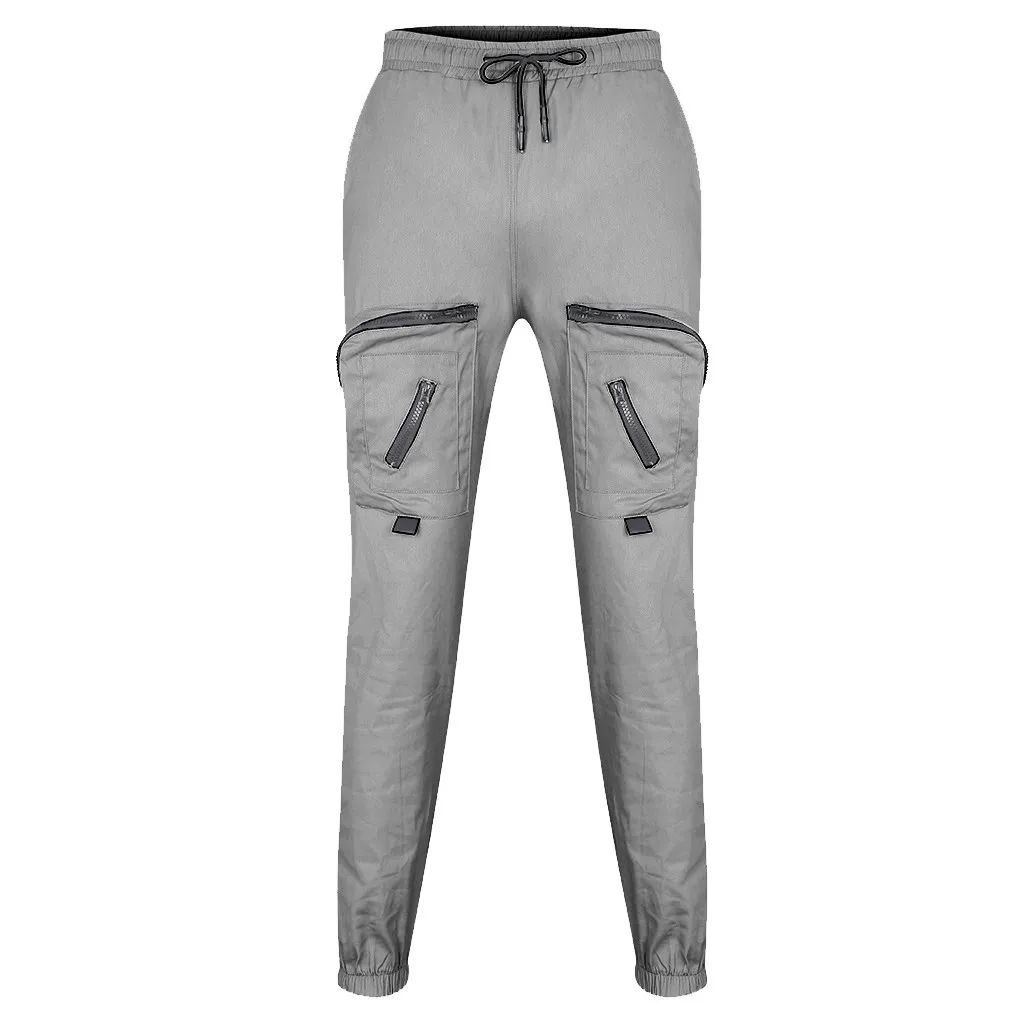 Great Value Fashion Men Pants Harem Joggers Pants Male Trousers Mens Solid Multi-pocket Cargo Pants Skinny Fit Sweatpants Overalls JR13