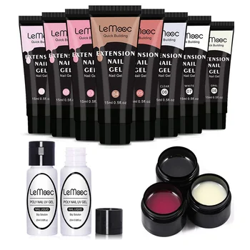 

LEMOOC 15ml Quick Builder Poly UV Gel Polish Nails Permanent Liquid Slip Solution Painless Acrylic Nail Art Extension Tools