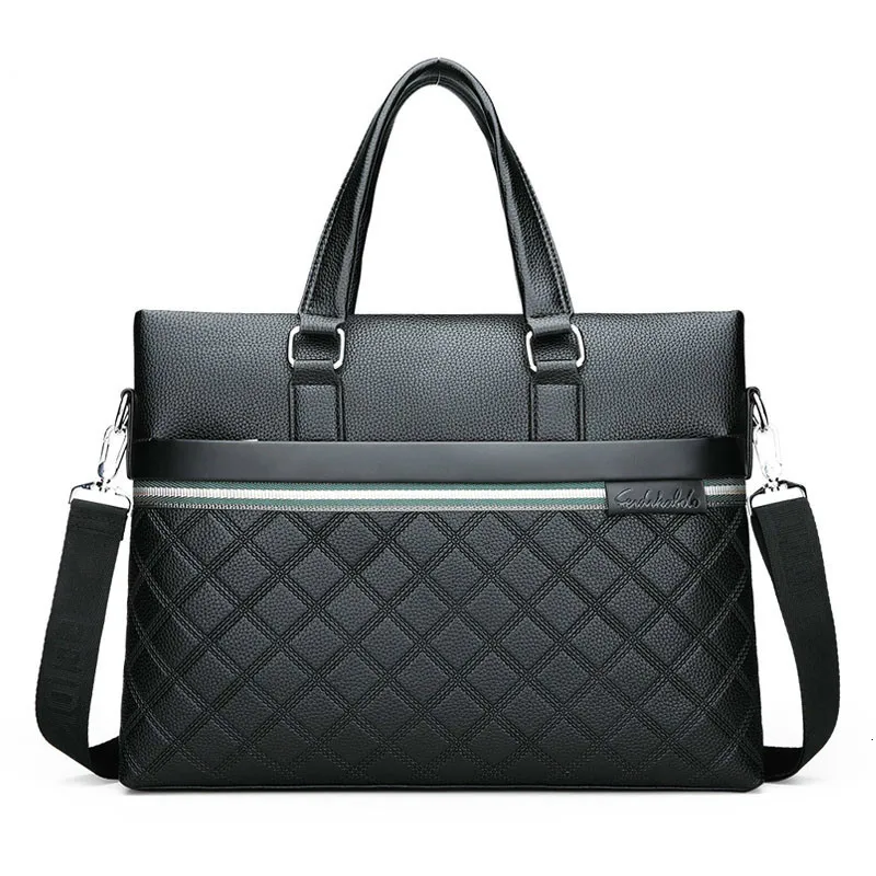 Black Only Handbag OYIXINGER, мужская кожаная сумка-мессенджер, мужской портфель, деловая мужская сумка на плечо, Классический Клетчатый дизайн, Bolsos Hombre, Набор сумок - Цвет: Black Only Handbag