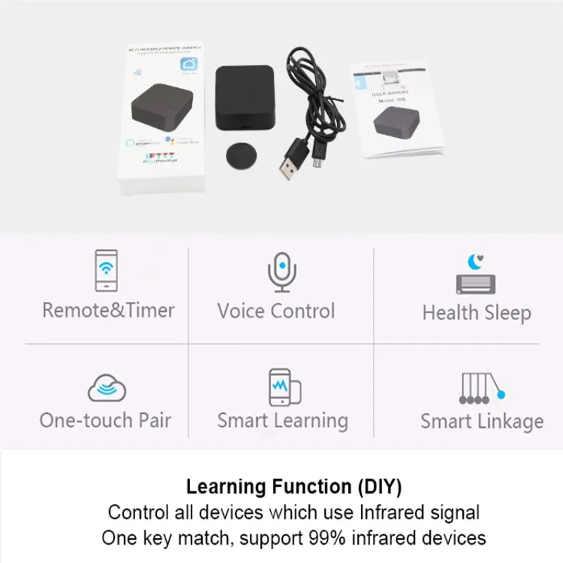 Мини wifi ИК пульт дистанционного управления с Alexa Google Home интеллектуальное Голосовое управление универсальный пульт дистанционного управления умный дом автоматизация
