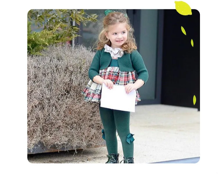 Зима г.; новое зеленое клетчатое платье для девочек в Испанскую академию; вязаный кардиган; комплект из 4 предметов; рождественское платье для девочек на День Благодарения
