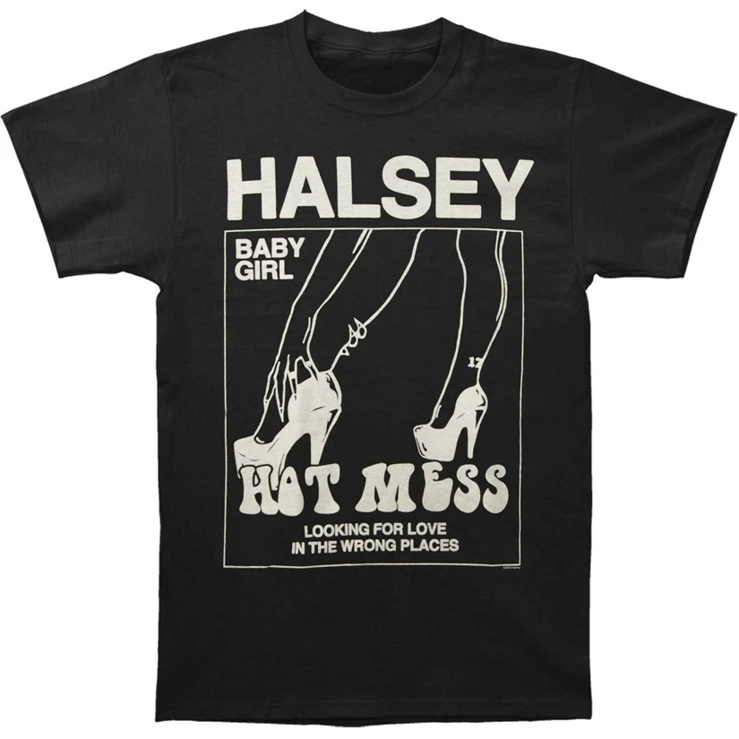 Halsey Мужская Горячая Mess мягкая T Slim Fit Футболка Черная Ретро футболка| |