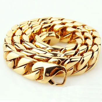 

Men Hip Hop Stainless Steel Jewelry High Polished Heavy Curb Cuban Link Necklaces Punk Gold Chains Accessories 60cm*1.5cm