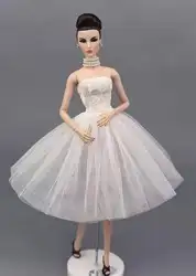 Robe de princesse blanche à épaules dénudées pour poupées Barbie, vêtements de Ballet courts, Tutu, tenue de fête, accessoire de poupée BJD, 1/6 