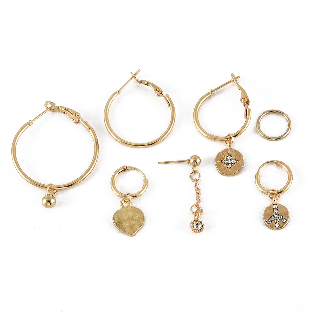 7 шт./компл. в виде геометрических фигур Bijoux(украшения своими руками) с украшением в виде кристаллов женские серьги в виде сердца, Boucle D'oreille Boho ювелирные изделия ослепительные Серьги Brincos, можно носить