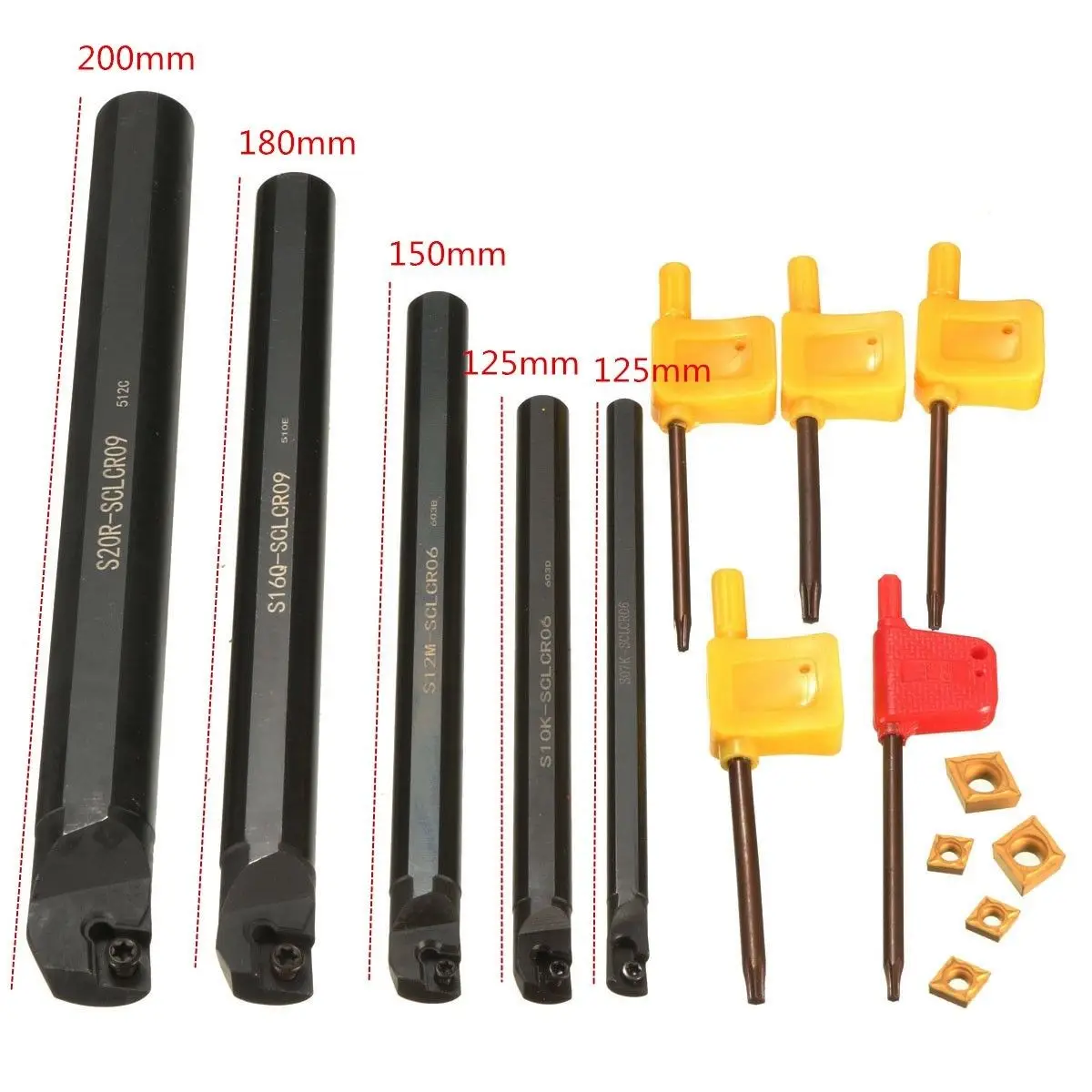 

5x 7/10/12/16/20mm SCLCR09 SCLCR06 Turning Tool Boring Bar Holder CCMT Insert
