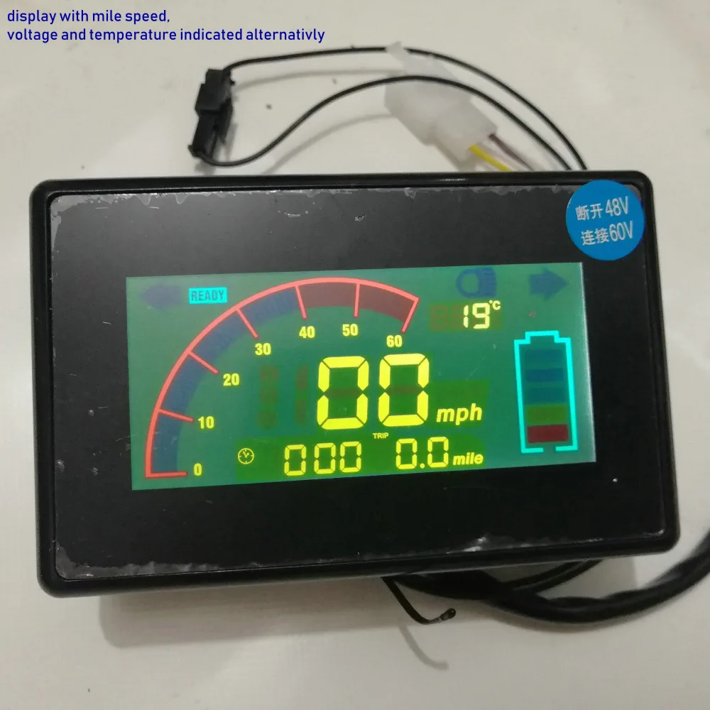 Спидометр с ЖК-дисплеем 48v60v72v со скоростью мили/ч+ индикатор уровня заряда батареи+ Поворотный сигнальный Светильник Запчасти для электрического велосипеда и скутера