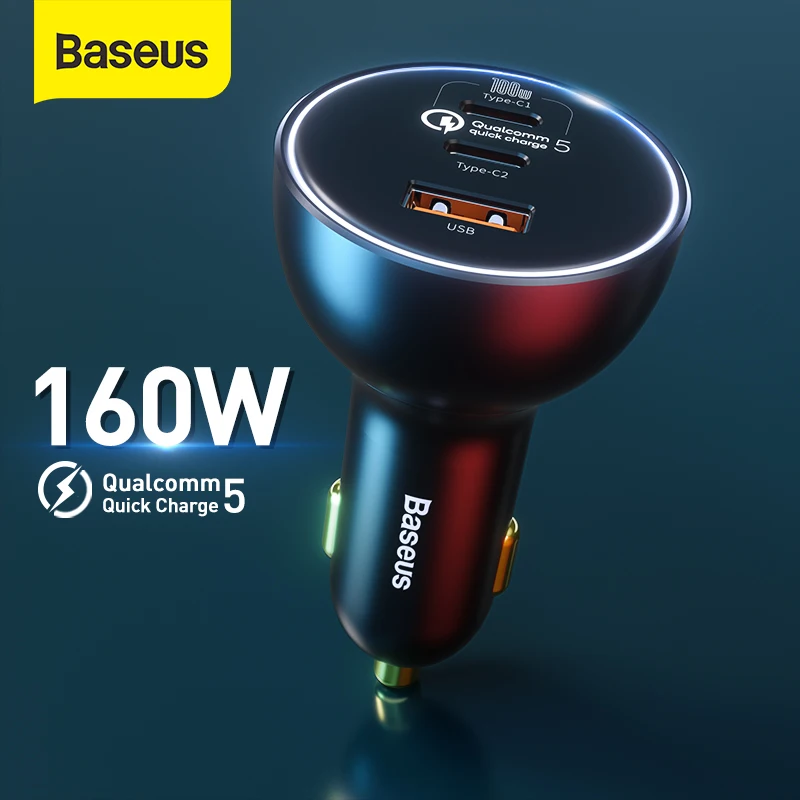Автомобильное зарядное устройство Baseus 160 Вт Быстрая зарядка QC 5 0 автомобильное