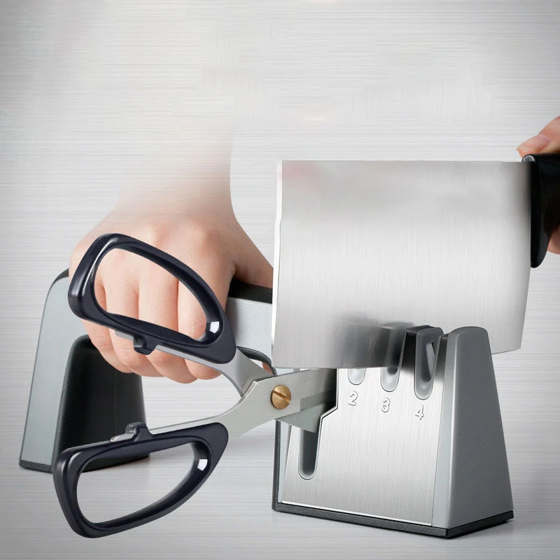 

Professional Knife Sharpener 4 Stage In 1 Tungsten Diamond Kitchen Shear Scissors Sharpening Stone Ceramic Whetstone Tool