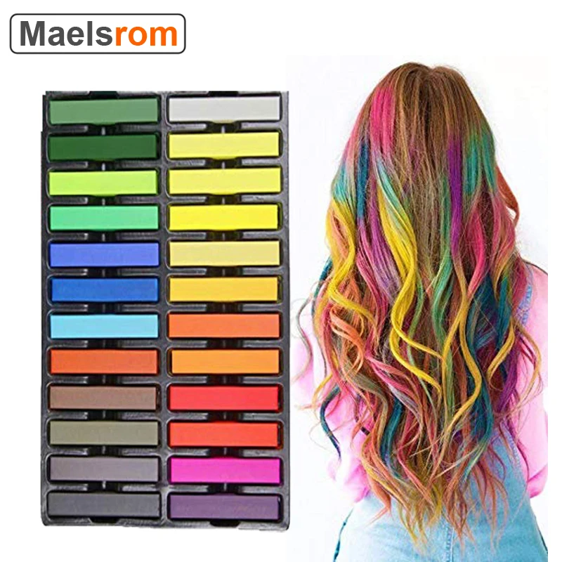 Temporary 24 Colors Hair Chalk Set Crayons for Kids and Pets Dog Washable Non-toxic Hair Dye Art DIY styling tools for Party